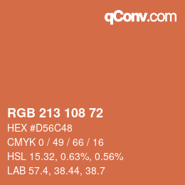 Color code: RGB 213 108 72 | qconv.com