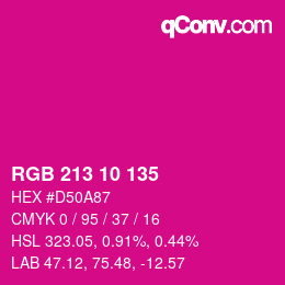 Color code: RGB 213 10 135 | qconv.com