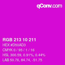 Color code: RGB 213 10 211 | qconv.com