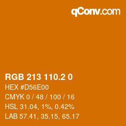 カラーコード: RGB 213 110.2 0 | qconv.com