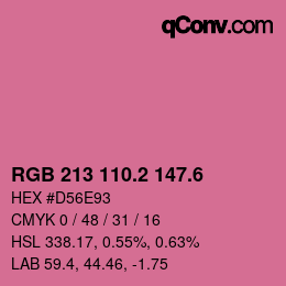 カラーコード: RGB 213 110.2 147.6 | qconv.com