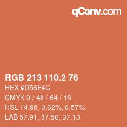 カラーコード: RGB 213 110.2 76 | qconv.com