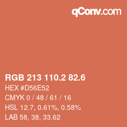 カラーコード: RGB 213 110.2 82.6 | qconv.com