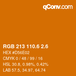 カラーコード: RGB 213 110.6 2.6 | qconv.com