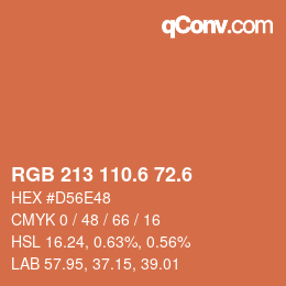 カラーコード: RGB 213 110.6 72.6 | qconv.com