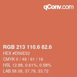 カラーコード: RGB 213 110.6 82.6 | qconv.com