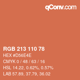 カラーコード: RGB 213 110 78 | qconv.com