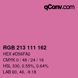 Color code: RGB 213 111 162 | qconv.com