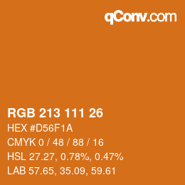 Color code: RGB 213 111 26 | qconv.com