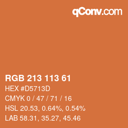 Color code: RGB 213 113 61 | qconv.com