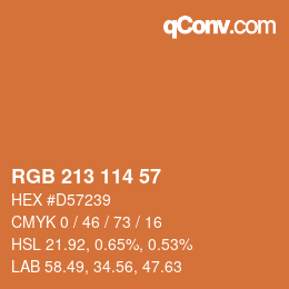 Color code: RGB 213 114 57 | qconv.com
