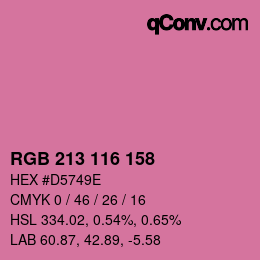 カラーコード: RGB 213 116 158 | qconv.com