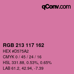 カラーコード: RGB 213 117 162 | qconv.com