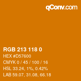 Color code: RGB 213 118 0 | qconv.com