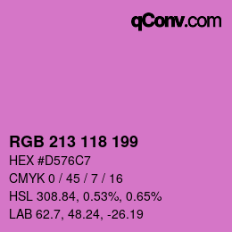 颜色代码: RGB 213 118 199 | qconv.com