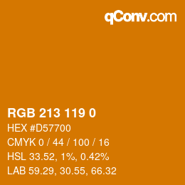 Color code: RGB 213 119 0 | qconv.com