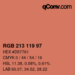 Color code: RGB 213 119 97 | qconv.com