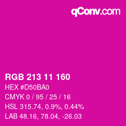 Color code: RGB 213 11 160 | qconv.com
