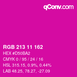 カラーコード: RGB 213 11 162 | qconv.com