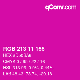 Color code: RGB 213 11 166 | qconv.com