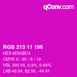 Color code: RGB 213 11 196 | qconv.com