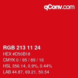 Color code: RGB 213 11 24 | qconv.com