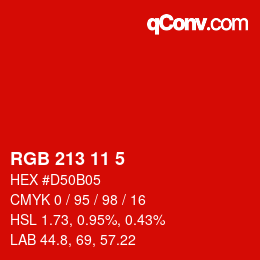 Color code: RGB 213 11 5 | qconv.com