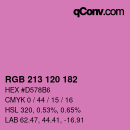 カラーコード: RGB 213 120 182 | qconv.com