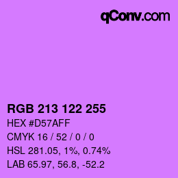 Color code: RGB 213 122 255 | qconv.com