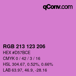 カラーコード: RGB 213 123 206 | qconv.com