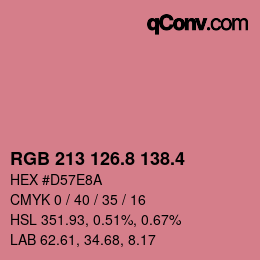 カラーコード: RGB 213 126.8 138.4 | qconv.com