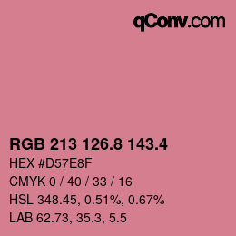 カラーコード: RGB 213 126.8 143.4 | qconv.com