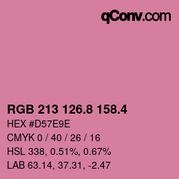 カラーコード: RGB 213 126.8 158.4 | qconv.com