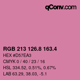 カラーコード: RGB 213 126.8 163.4 | qconv.com