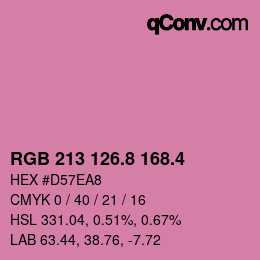 カラーコード: RGB 213 126.8 168.4 | qconv.com