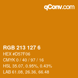 カラーコード: RGB 213 127 6 | qconv.com