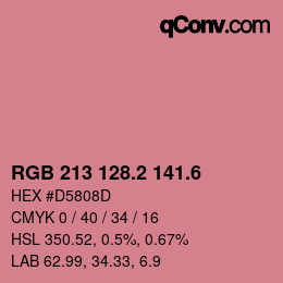 カラーコード: RGB 213 128.2 141.6 | qconv.com