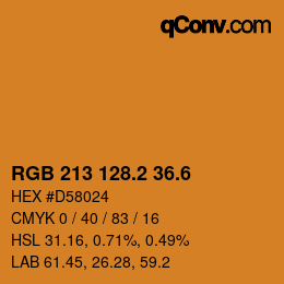 カラーコード: RGB 213 128.2 36.6 | qconv.com
