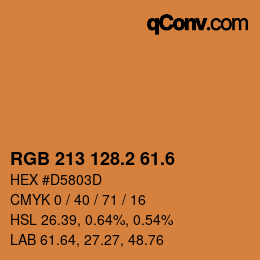 カラーコード: RGB 213 128.2 61.6 | qconv.com