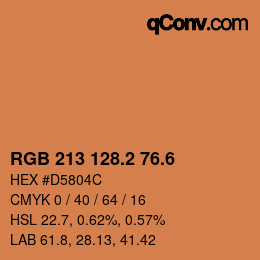カラーコード: RGB 213 128.2 76.6 | qconv.com