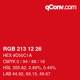 カラーコード: RGB 213 12 26 | qconv.com