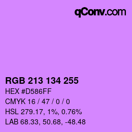 Color code: RGB 213 134 255 | qconv.com