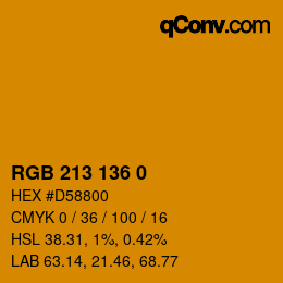 Color code: RGB 213 136 0 | qconv.com