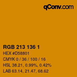 Color code: RGB 213 136 1 | qconv.com