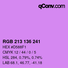 Color code: RGB 213 136 241 | qconv.com