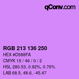 Color code: RGB 213 136 250 | qconv.com