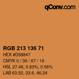 Color code: RGB 213 136 71 | qconv.com