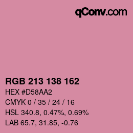 カラーコード: RGB 213 138 162 | qconv.com