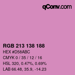 カラーコード: RGB 213 138 188 | qconv.com