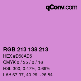 Color code: RGB 213 138 213 | qconv.com